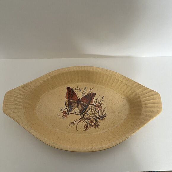 Vintage Treasure Craft Pottery 1970’s Butterfly Au Gratin Baking Dish - Picture 1 of 4